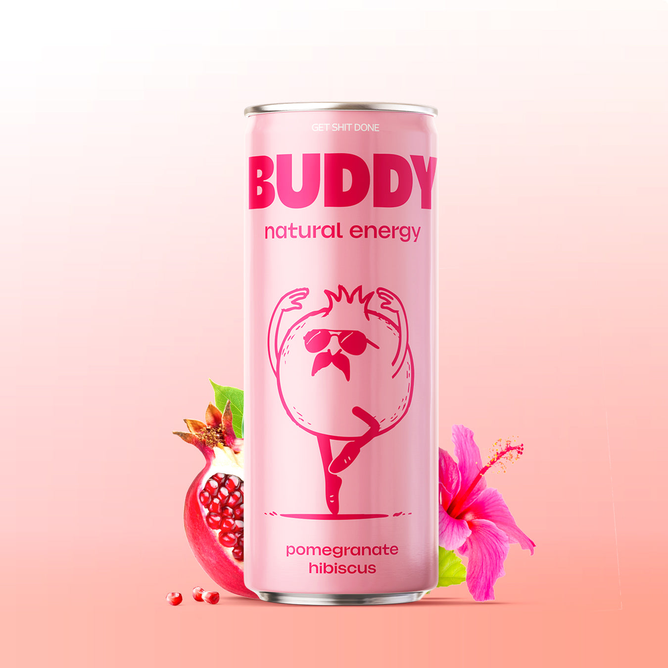 Fleur d'hibiscus rouge en gros plan, ingrédient naturel de la boisson énergisante bio Buddy Pomegranate Hibiscus
