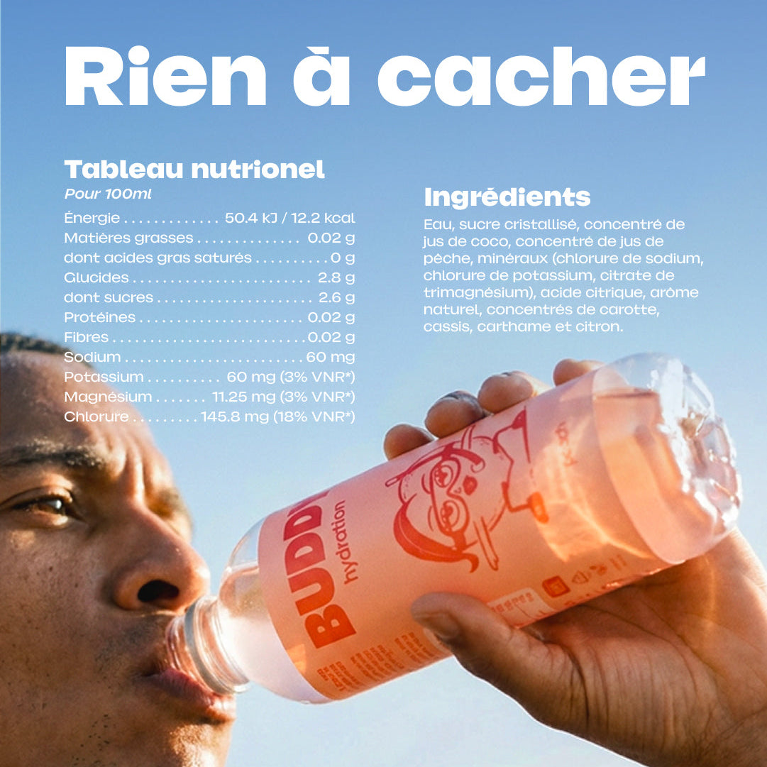 Buddy Hydratation Pêche, format prêt à boire